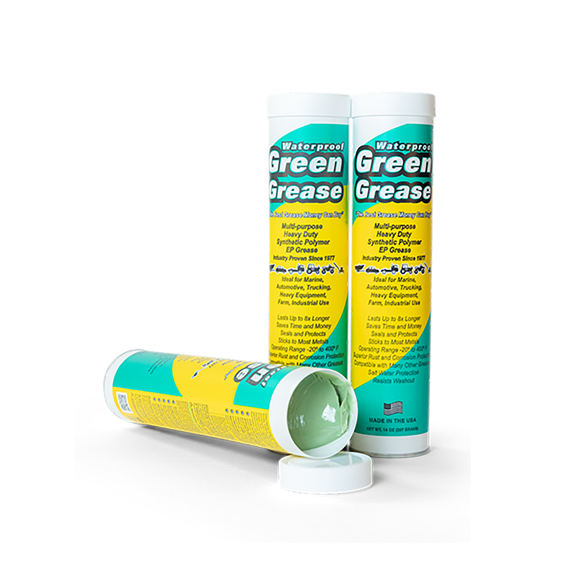 THREE 14 OUNCE GREEN GREASE CARTRIDGES - Green Grease